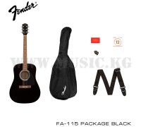 Гитарный комплект FA-115 Dreadnought Pack, Walnut Fingerboard, Black Fender 
