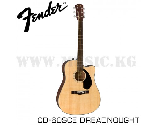 Электроакустическая гитара Fender CD-60SCE Dreadnought, Walnut Fingerboard, Natural