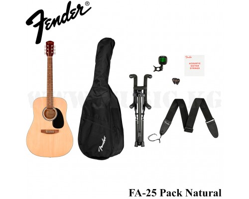 Гитарный комплект Fender FA-25 Pack Dreadnought, Walnut Fingerboard, Black Pickguard, Natural