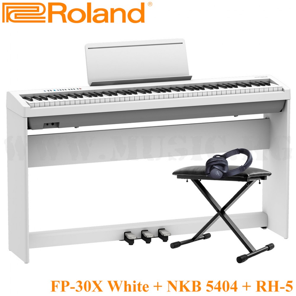 Акция!! Цифровое фортепиано Roland FP-30X WH + банкетка Nomad NKB-5404 + наушники Roland RH-5