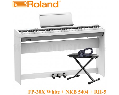 Акция!! Цифровое фортепиано Roland FP-30X WH + банкетка Nomad NKB-5404 + наушники Roland RH-5