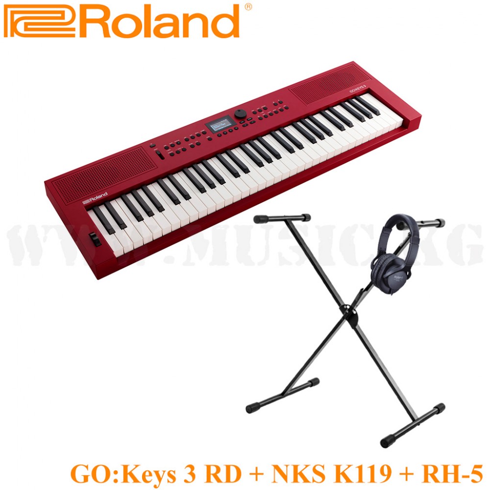 Акция!!! Синтезатор Roland GO:KEYS 3 (DARK RED) + стойка Nomad NKS-K119 + наушники Roland RH-5