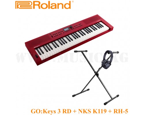 Акция!!! Синтезатор Roland GO:KEYS 3 (DARK RED) + стойка Nomad NKS-K119 + наушники Roland RH-5