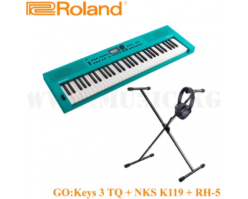 Акция!!! Синтезатор Roland GO:KEYS 3 (TURQUOISE) + стойка Nomad NKS-K119 + наушники Roland RH-5