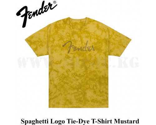 Футболка Fender Spaghetti Logo Tie-Dye T-Shirt, Mustard, M