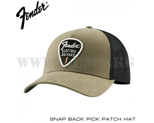 Кепка Fender Snap Back Pick Patch Hat, Olive
