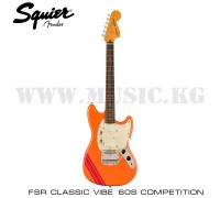 Электрогитара Squier FSR Classic Vibe '60s Competition Mustang®, Laurel Fingerboard, Parchment Pickguard, Capri Orange with Dakota Red Stripes