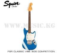 Электрогитара Squier FSR Classic Vibe '60s Competition Mustang®, Laurel Fingerboard, Parchment Pickguard, Lake Placid Blue with Olympic White Stripes