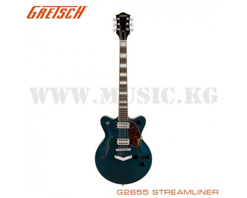 Полуакустическая гитара Gretsch G2655 Streamliner Center Block Jr. Double-Cut with V-Stoptail, Laurel Fingerboard, Midnight Sapphire