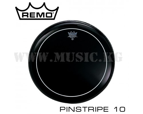Пластик для малого барабана и томов Remo Pinstripe Ebony 10"