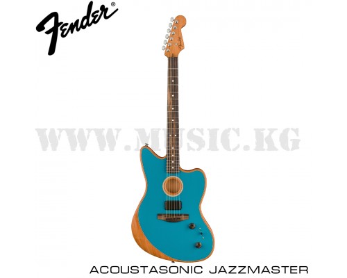 Электроакустическая гибридная гитара Fender American Acoustasonic™ Jazzmaster, Ocean Turquoise