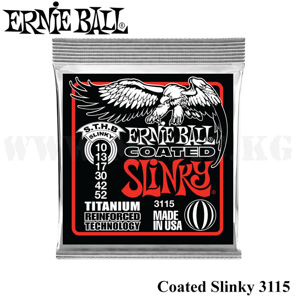 Струны для электрогитары Ernie Ball 3115 Coated Titanium S.T.H.B. Slinky 10-52