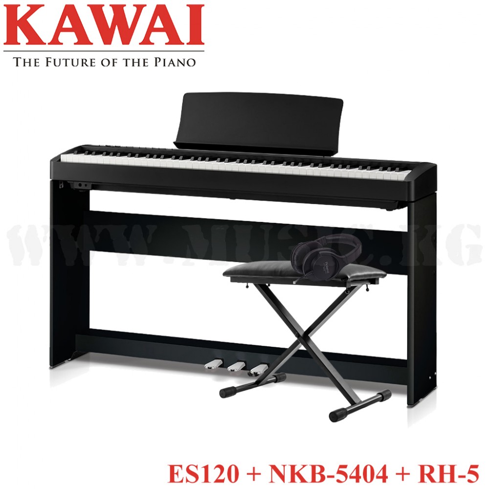 Акция!! Цифровое фортепиано Kawai ES120 Black + Nomad NKB-5404 + Roland RH-5