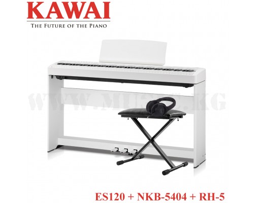 Акция!! Цифровое фортепиано Kawai ES120 White + Nomad NKB-5404 + Roland RH-5
