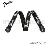 Ремень Fender Quick Grip Locking End Strap, Black with White Running Logo