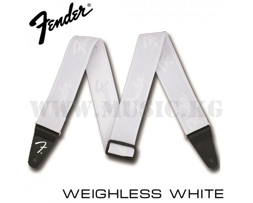 Ремень  WeighLess™ 2" Running Logo Strap, White/White, Fender