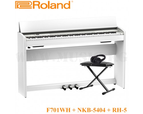 Акция!!! Цифровое фортепиано Roland F701 Wh + банкетка Nomad NKB-5404 + наушники Roland RH-5