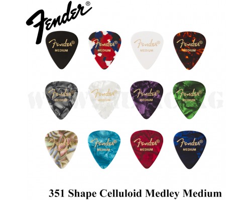 Комплект медиаторов 351 Shape, Celluloid Medley, Medium (12) Fender