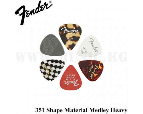 Комплект медиаторов 351 Shape, Material Medley, Heavy, (6) Fender