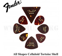 Комплект медиаторов All Shapes, Celluloid Medley, Tortoise Shell, Medium, (8) Fender