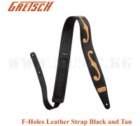 Ремень Gretsch® F-Holes Leather Strap, Black and Tan, 3"