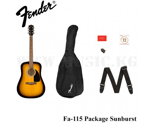 Гитарный комплект FA-115 Dreadnought Pack, Walnut Fingerboard, Sunburst Fender