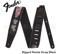 Ремень Fender® x Wrangler® Ripped Denim Strap, Black Fender