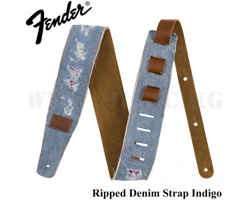 Ремень Fender® x Wrangler® Ripped Denim Strap, Indigo Fender