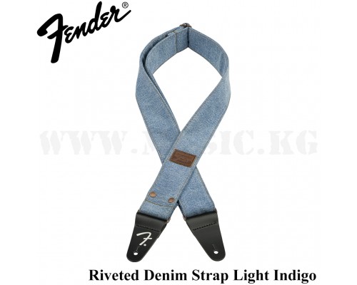 Ремень Fender® x Wrangler® Riveted Denim Strap, Light Indigo Fender