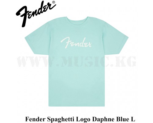 Футболка Fender® Spaghetti Logo T-Shirt, Daphne Blue, L