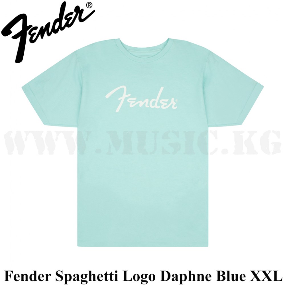 Футболка Fender® Spaghetti Logo T-Shirt, Daphne Blue, XXL