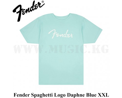 Футболка Fender® Spaghetti Logo T-Shirt, Daphne Blue, XXL