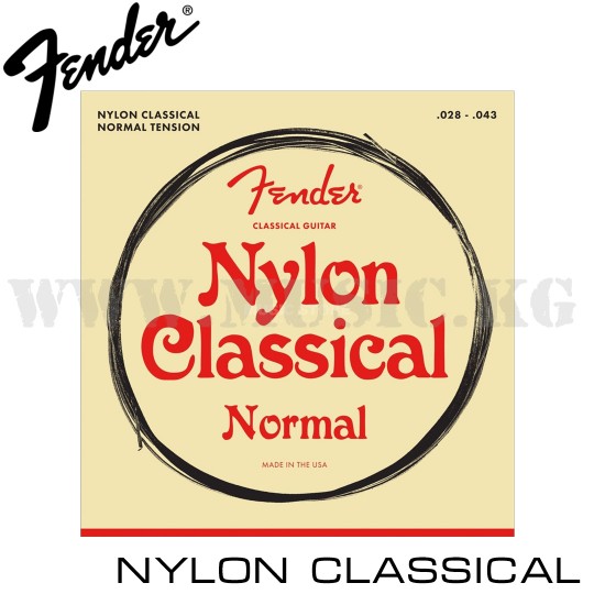 Струны для классической гитары Nylon Acoustic Strings, 100 Clear/Silver, Tie End, Gauges .028-.043, (6), Fender