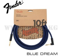 Инструментальный кабель Fender 10' Angled Festival Instrument Cable, Pure Hemp, Blue Dream