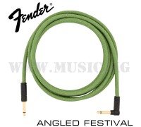 Инструментальный кабель Fender 10' Angled Festival Instrument Cable, Pure Hemp, Green