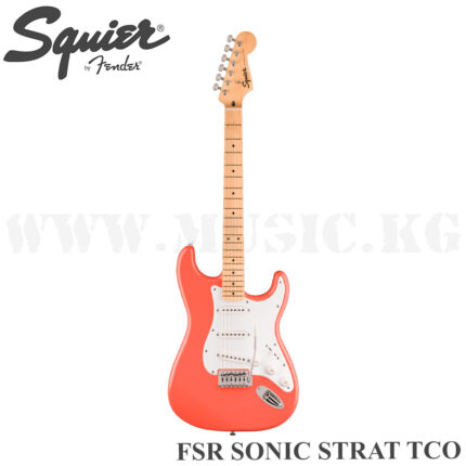 Электрогитара FSR Squier Sonic® Stratocaster®, Maple Fingerboard, White Pickguard, Tahitian Coral Squier